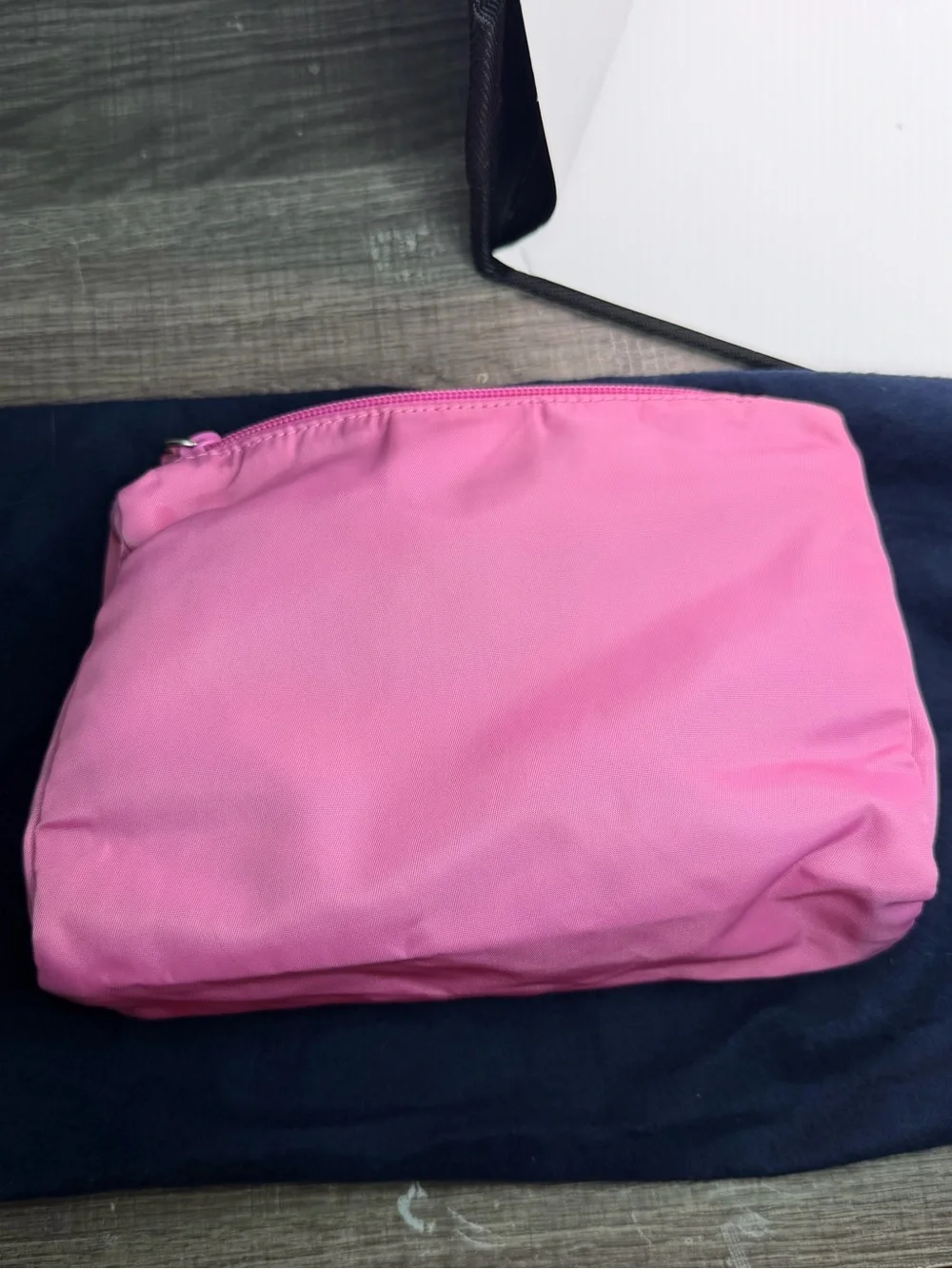 Prada Hot Pink Nylon Cosmetic Pouch with Triangle Logo